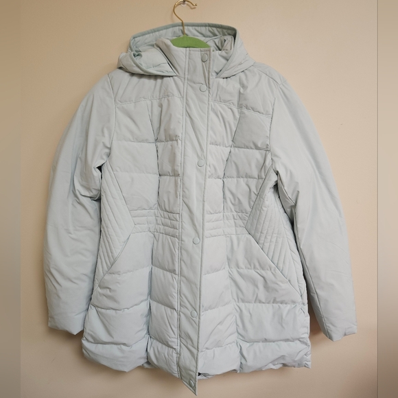 NWT Lands' End Women's Quilted Stretch Feather Down Coat Size L in Mint - Picture 1 of 12